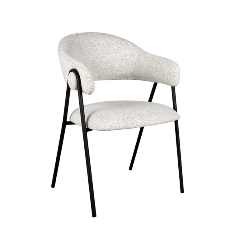 LABEL51 Eetkamerstoel Lowen - Champagne - Boucle - Zwart Metalen Frame