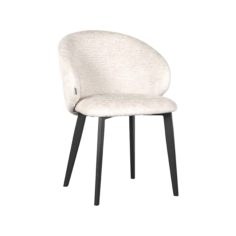 LABEL51 Eetkamerstoel Logan - Creme - Chenille - Zwart Metalen Frame