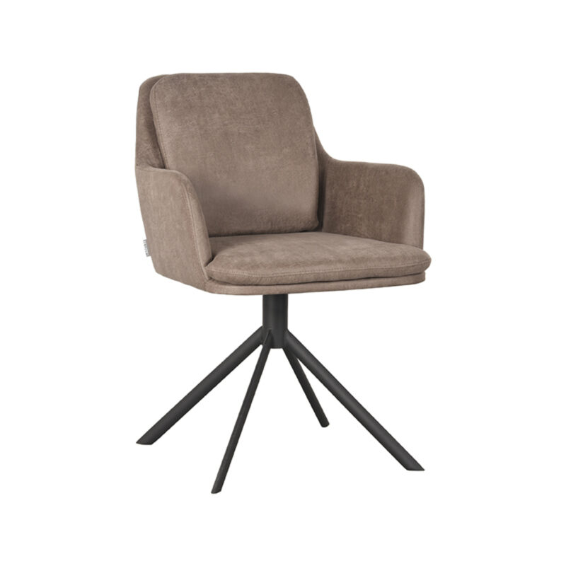 LABEL51 Eetkamerstoel Joy - Taupe - Kunstleder - Zwart Metalen Frame