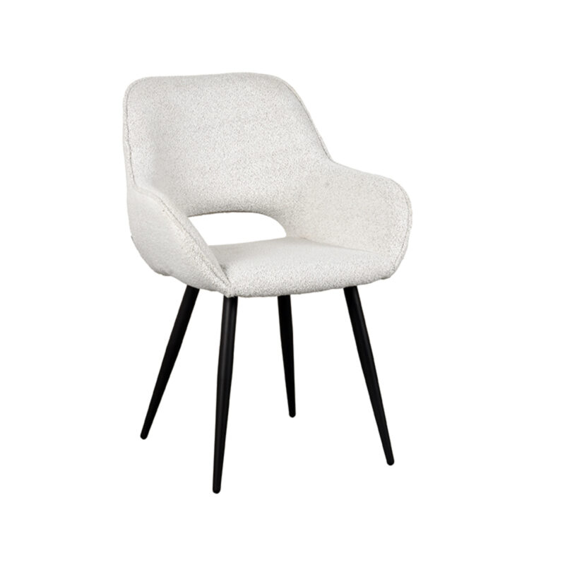 LABEL51 Eetkamerstoel Fer - Champagne - Boucle - Zwart Metalen Frame