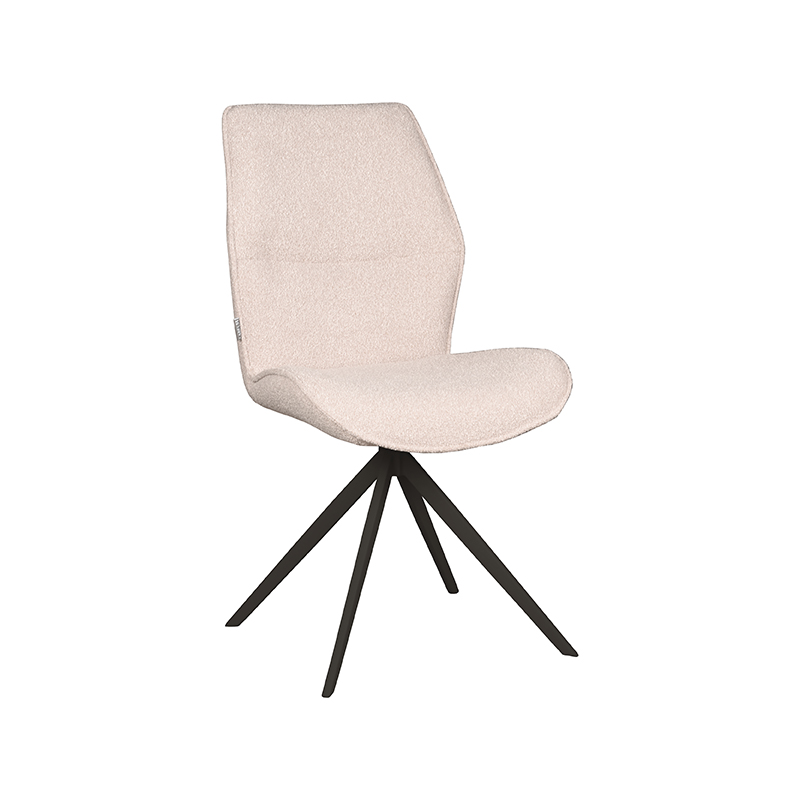 LABEL51 Eetkamerstoel Comfy - Naturel - Boucle - Zwart Metalen Frame