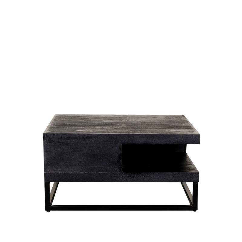 Mangohout bijzettafel Cube van Label51 - Zwart