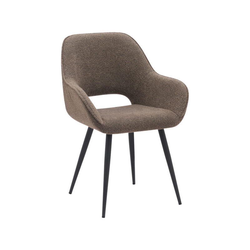 LABEL51 Eetkamerstoel Fer - Bruin - Boucle - Zwart Metalen Frame