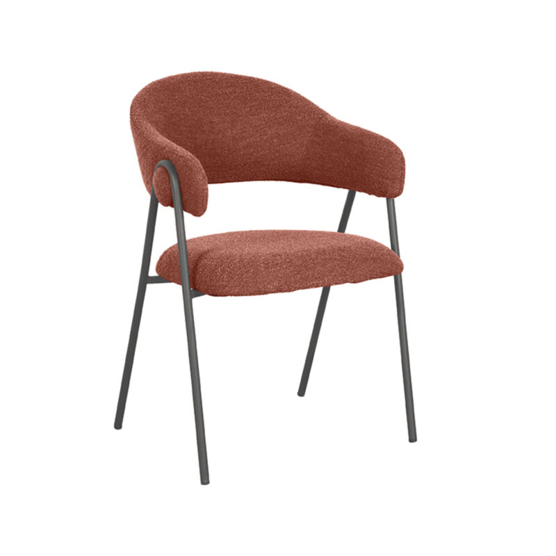 LABEL51 Eetkamerstoel Lowen - Terra - Boucle - Zwart Metalen Frame