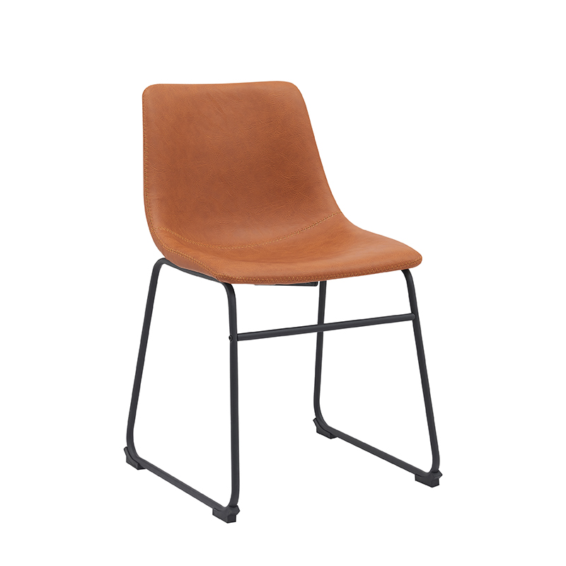 LABEL51 Eetkamerstoel Risto - Cognac - Kunstleder - Zwart Metalen Frame