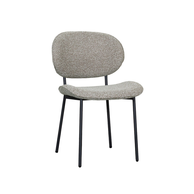 LABEL51 Eetkamerstoel Senn - Mushroom - Boucle - Zwart Metalen Frame