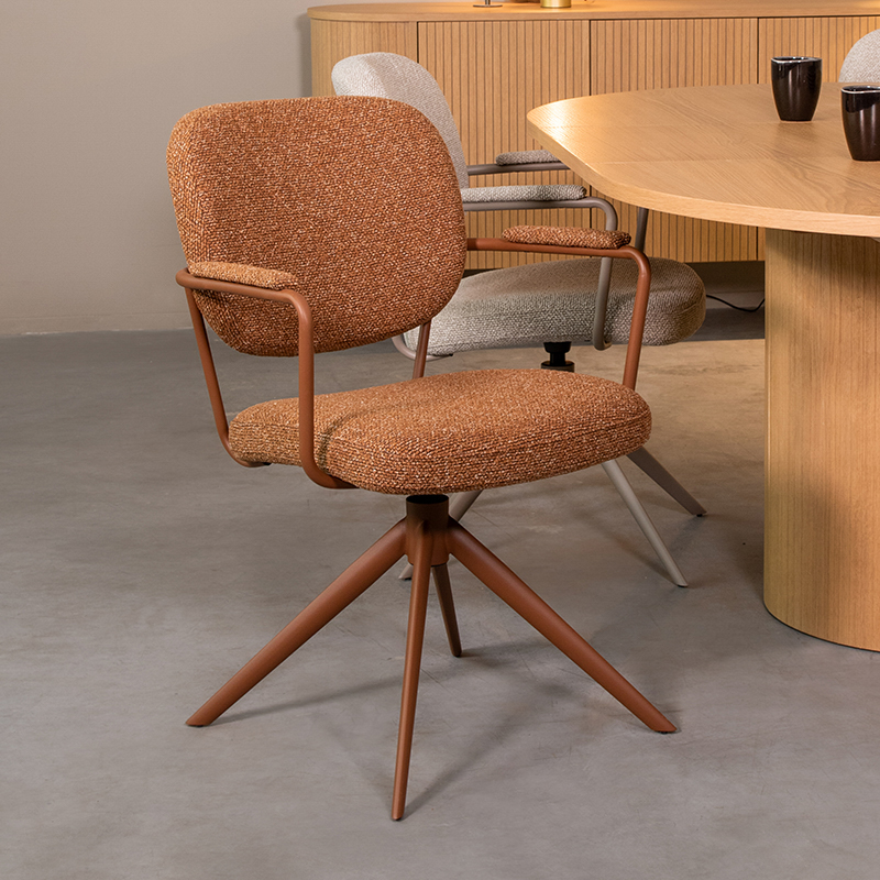 LABEL51 Eetkamerstoel Basel - Coral - Boucle - Coral Metalen Frame