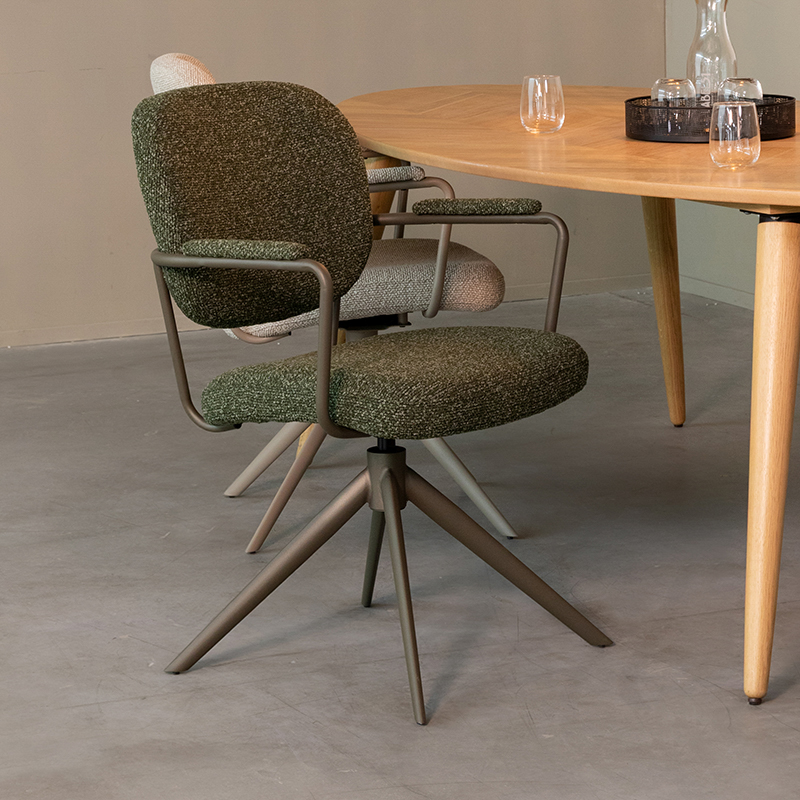 LABEL51 Eetkamerstoel Basel - Forest - Boucle - Forest Metalen Frame