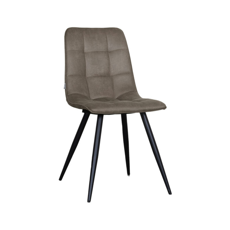 LABEL51 Eetkamerstoel Bistro - Taupe - Kunstleder - Zwart Metalen Frame Bistro