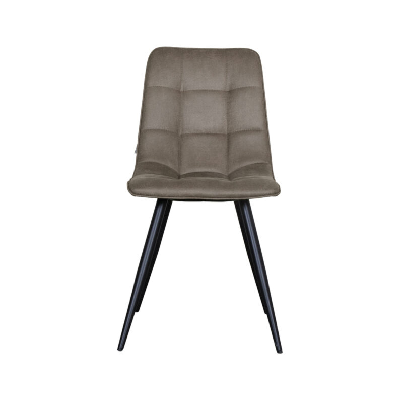 LABEL51 Eetkamerstoel Bistro - Taupe - Kunstleder - Zwart Metalen Frame Kunstleder