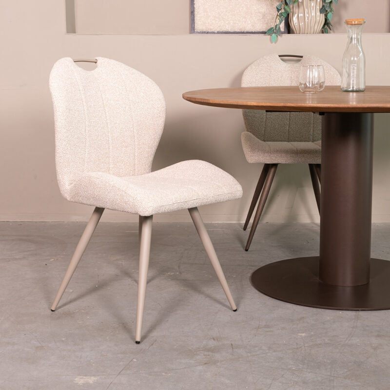 LABEL51 Eetkamerstoel Silly - Naturel - Boucle - Taupe Metalen Frame