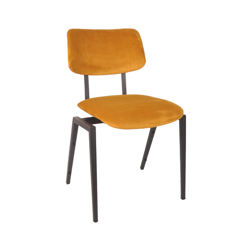 LABEL51 Eetkamerstoel Stapelbaar - Oker - Velvet - Zwart Metalen Frame