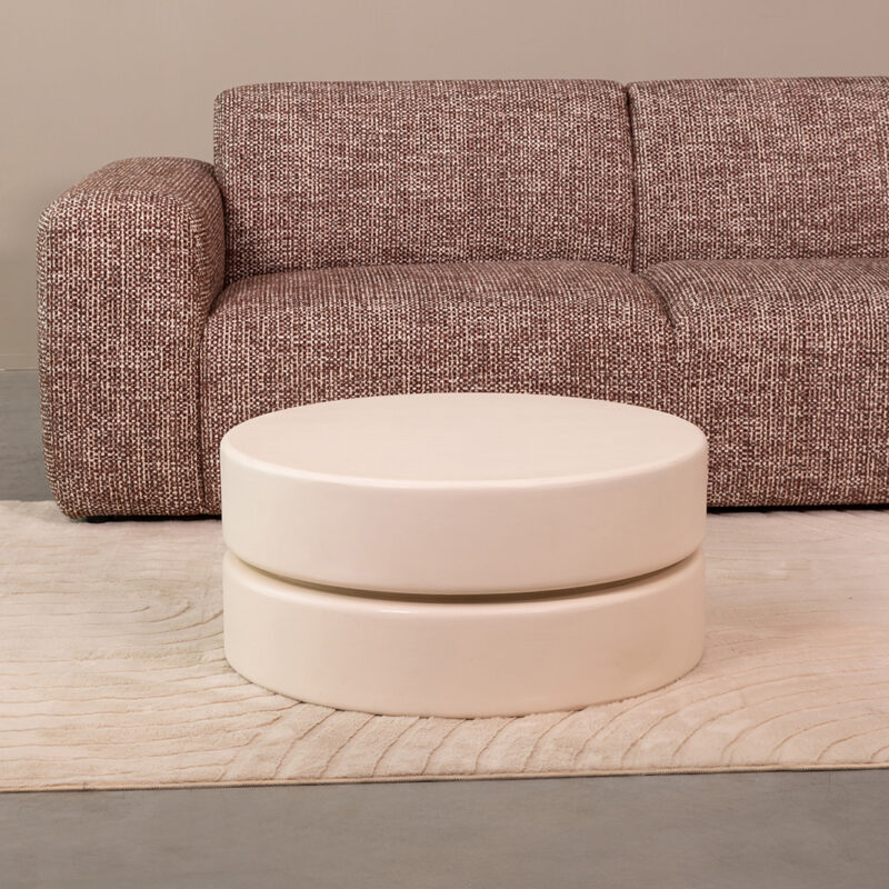 LABEL51 Salontafel Milly - Soft Sand - Mangohout - 70 cm - Rond