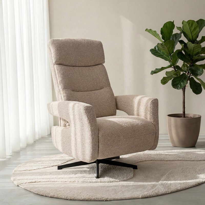LABEL51 Fauteuil Tampere - Naturel - Boucle - 2-Motorig