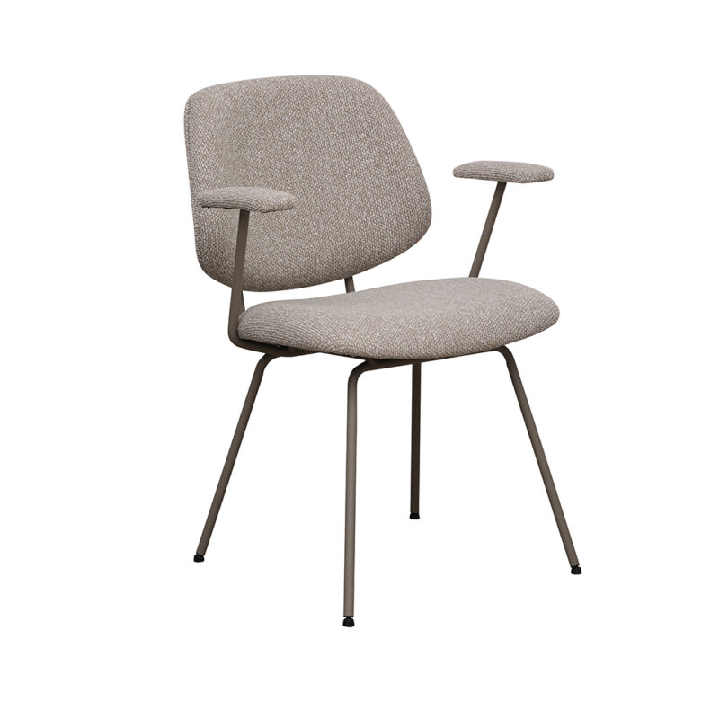 LABEL51 Eetkamerstoel Loreto - Naturel - Boucle - Taupe Metalen Frame