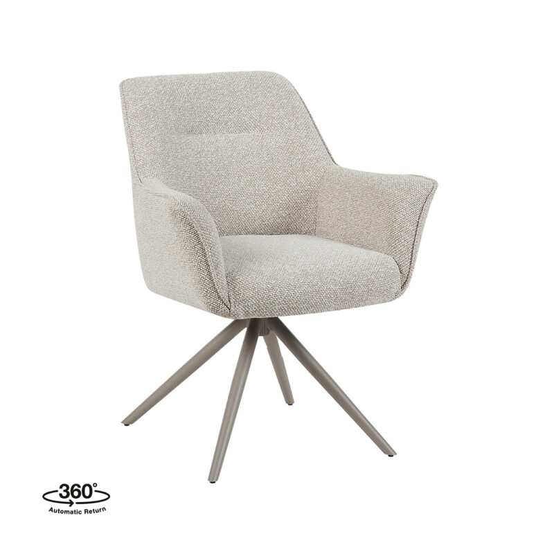 LABEL51 Eetkamerstoel Kimora - Naturel - Boucle - Taupe Metalen Frame