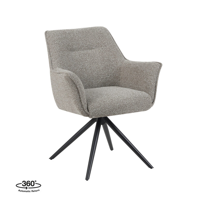 LABEL51 Eetkamerstoel Kimora - Mushroom - Boucle - Zwart Metalen Frame