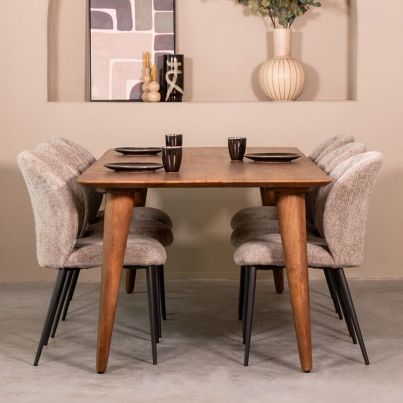 LABEL51 Eetkamertafel Fly - Nature Smooth - Mangohout - 160 cm