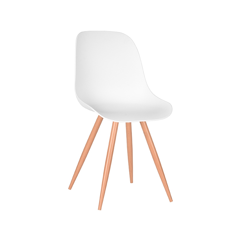 LABEL51 Eetkamerstoel Rimini - Wit - PP - Naturel Houtlook Frame