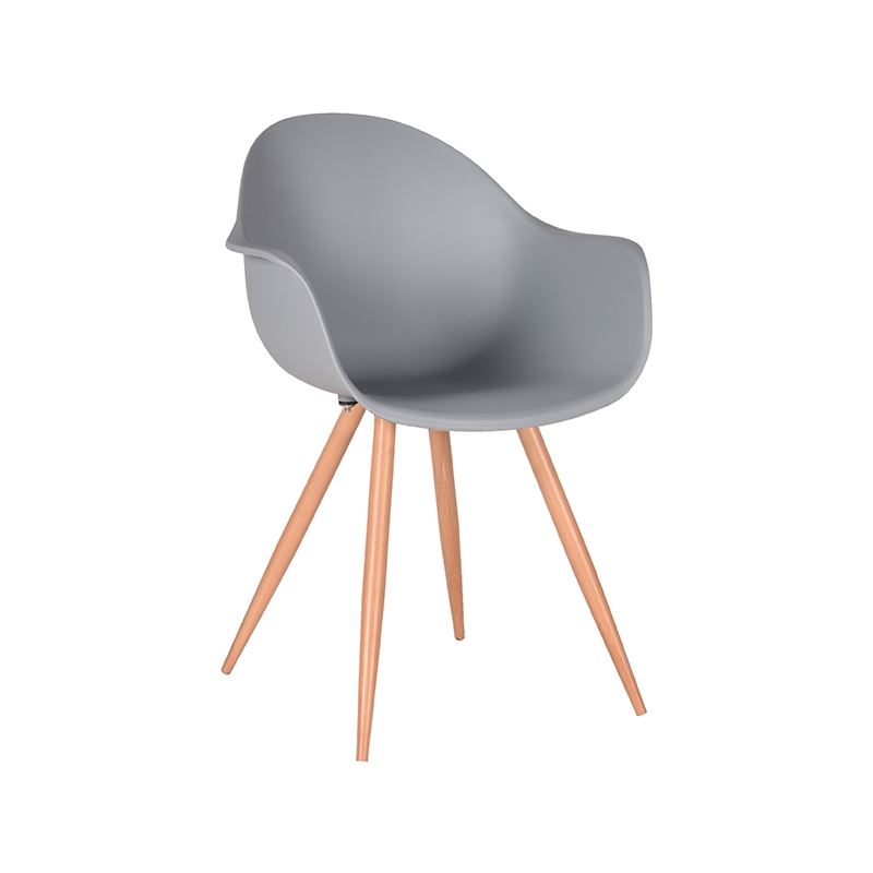 LABEL51 Eetkamerstoel Parma - Grijs - PP - Naturel Houtlook Frame