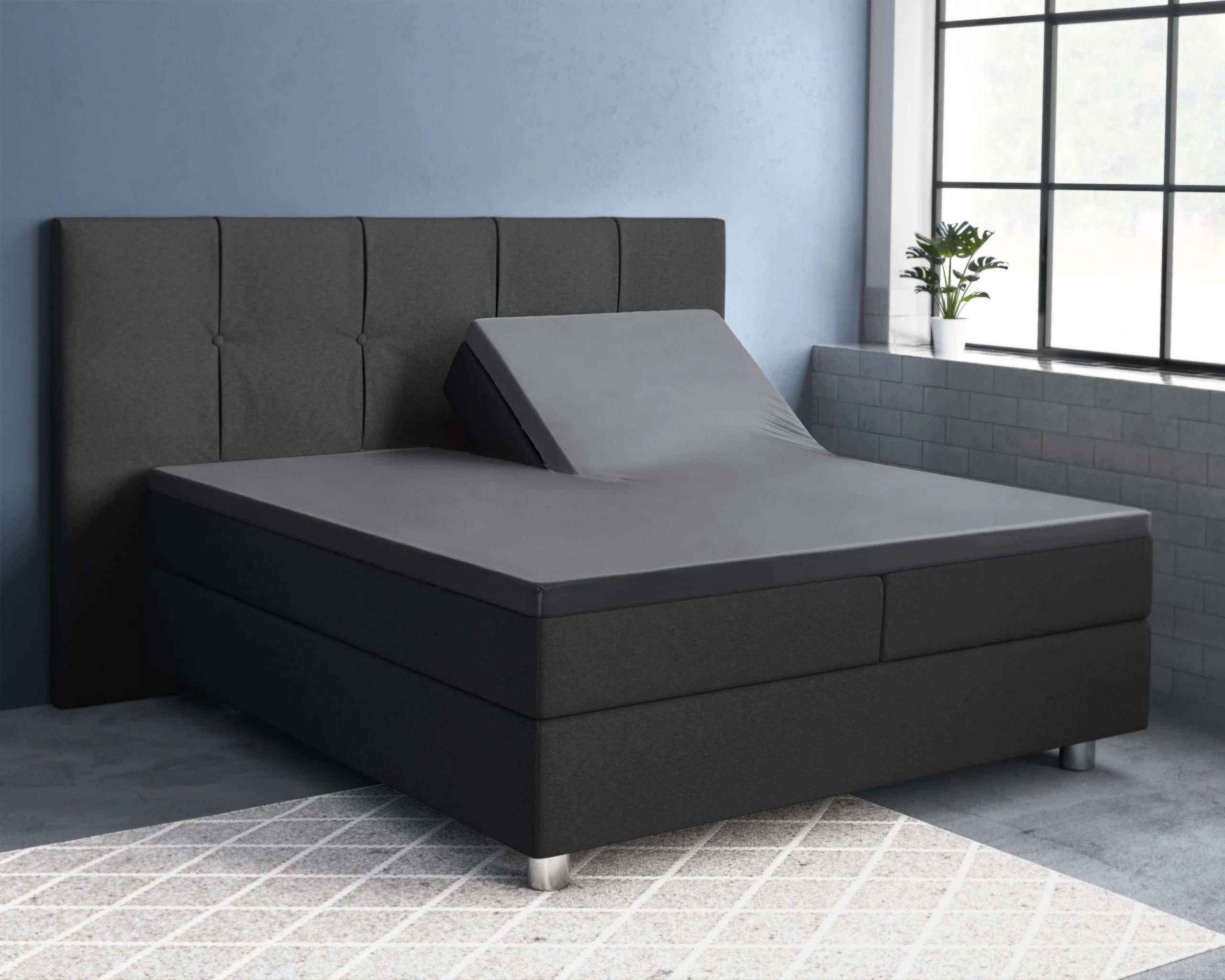 Primaviera Deluxe Splittopper Satijn Hoeslaken Antraciet 160 x 200 cm