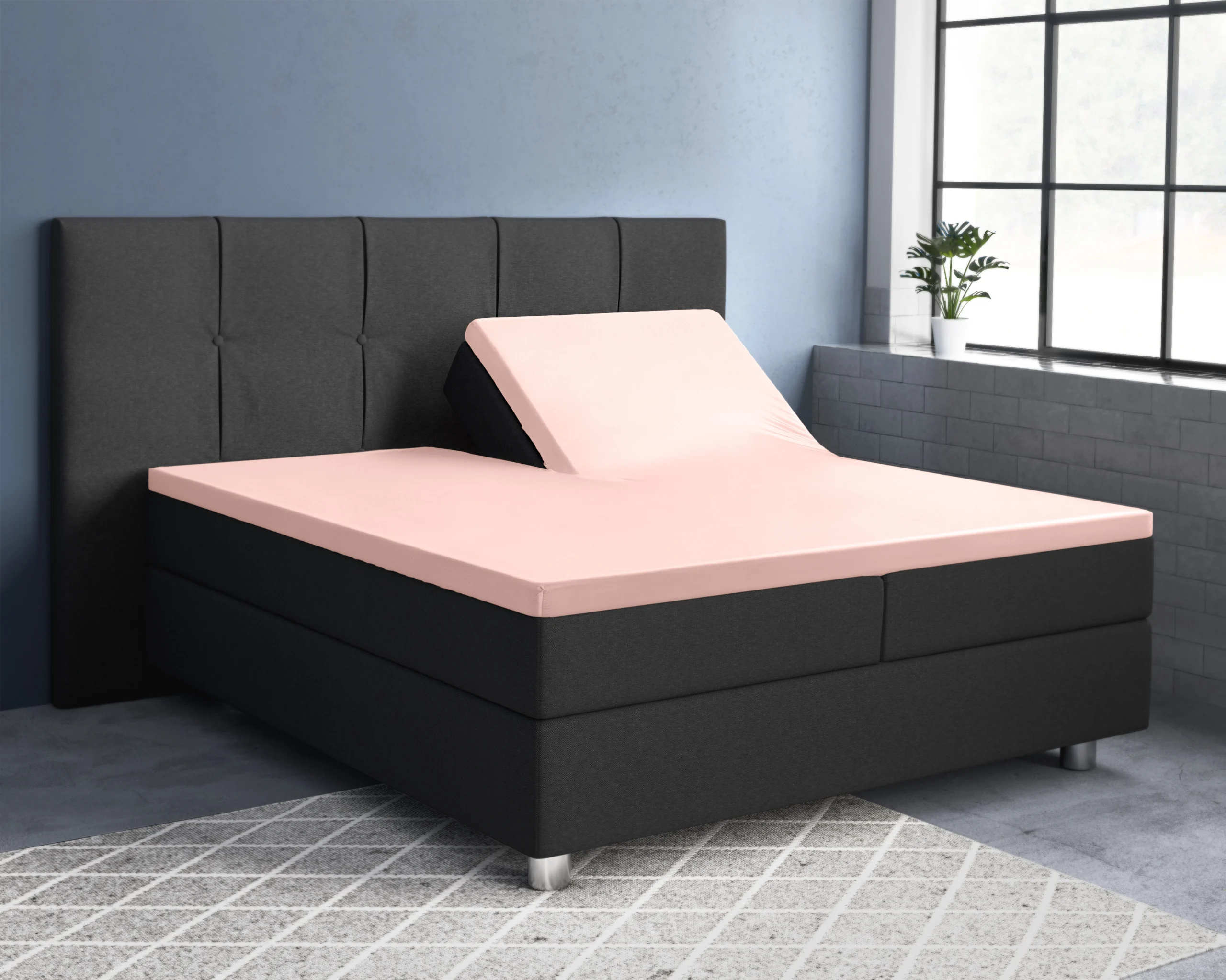 Primaviera Deluxe Splittopper Satijn Hoeslaken Roze 180 x 200 cm