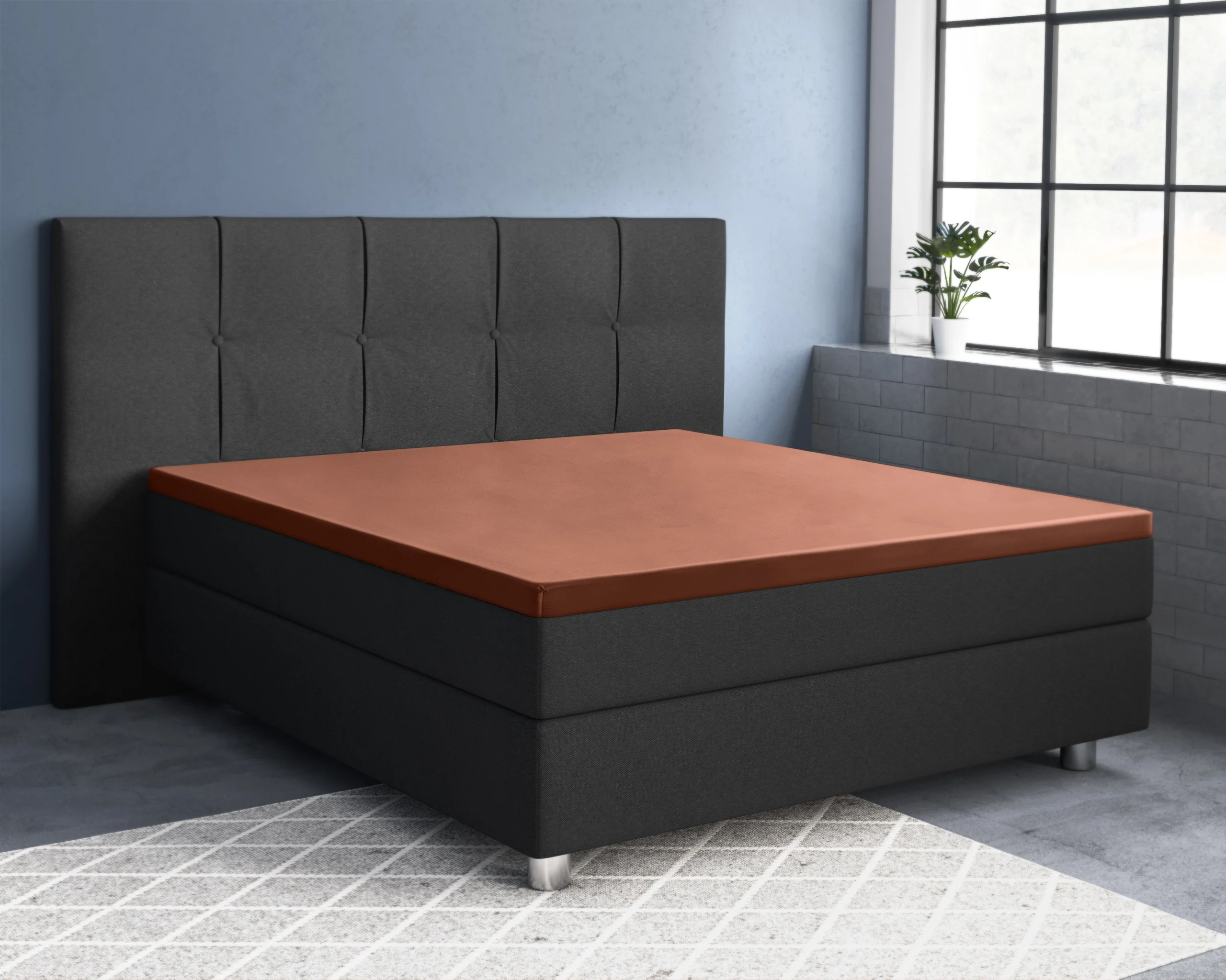 Primaviera Deluxe Topper Satijn Hoeslaken Bruin 180 x 220 cm