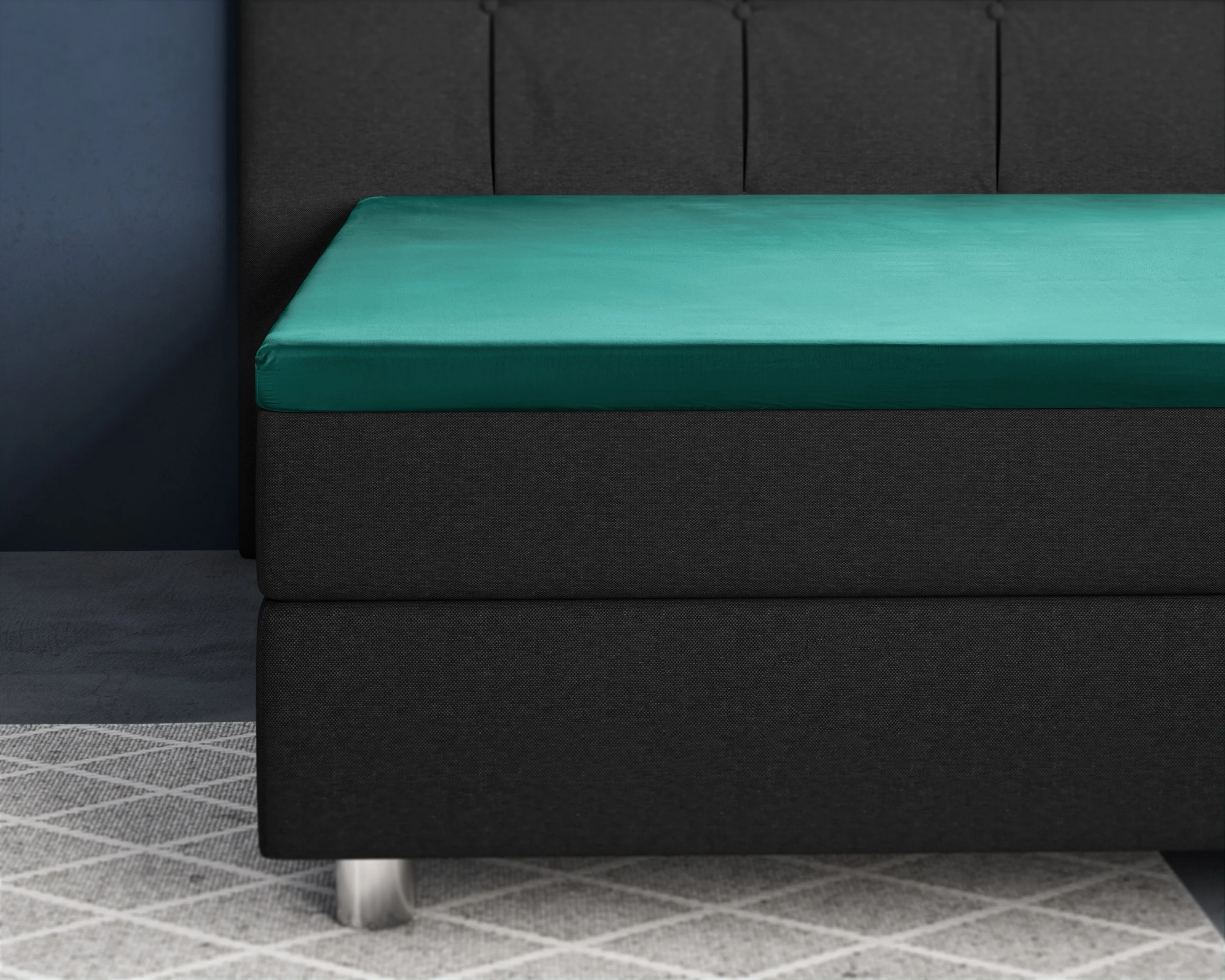 Primaviera Deluxe Topper Satijn Hoeslaken Donker Groen 160 x 220 cm