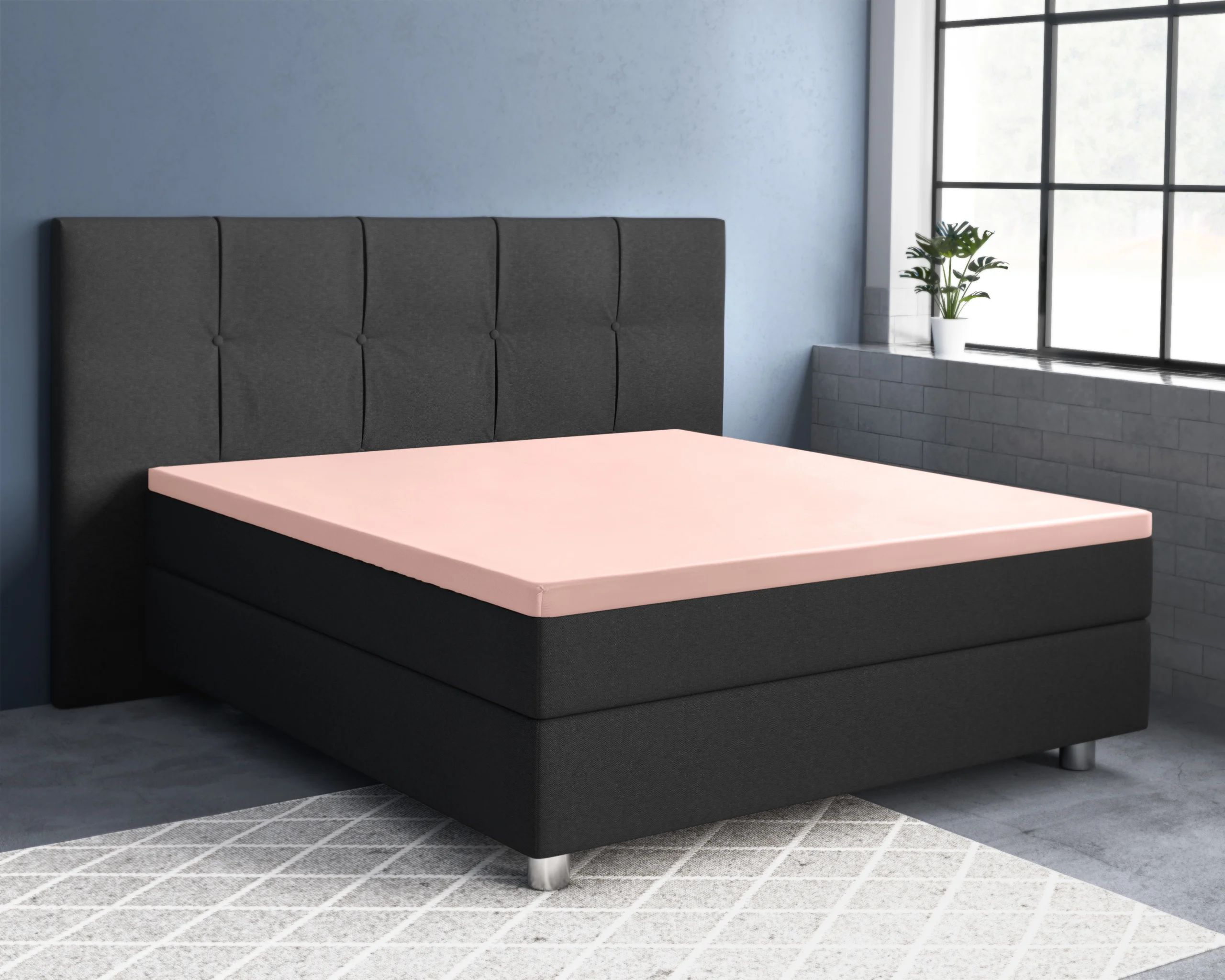 Primaviera Deluxe Topper Satijn Hoeslaken Roze 180 x 220 cm