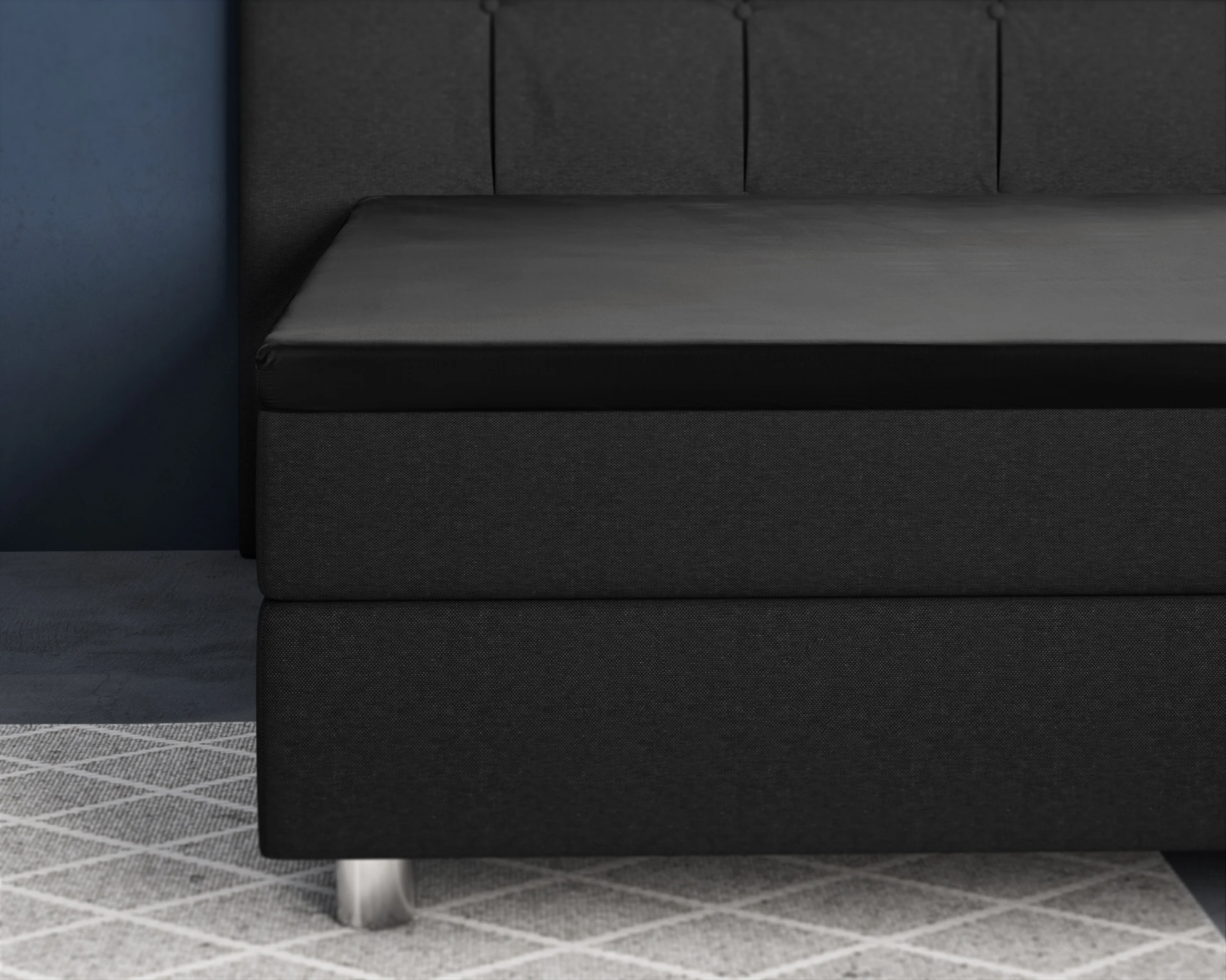 Zwart 160 x 220 cm laken van Primaviera Deluxe, 160 x 220 cm - 100% katoen/satijn