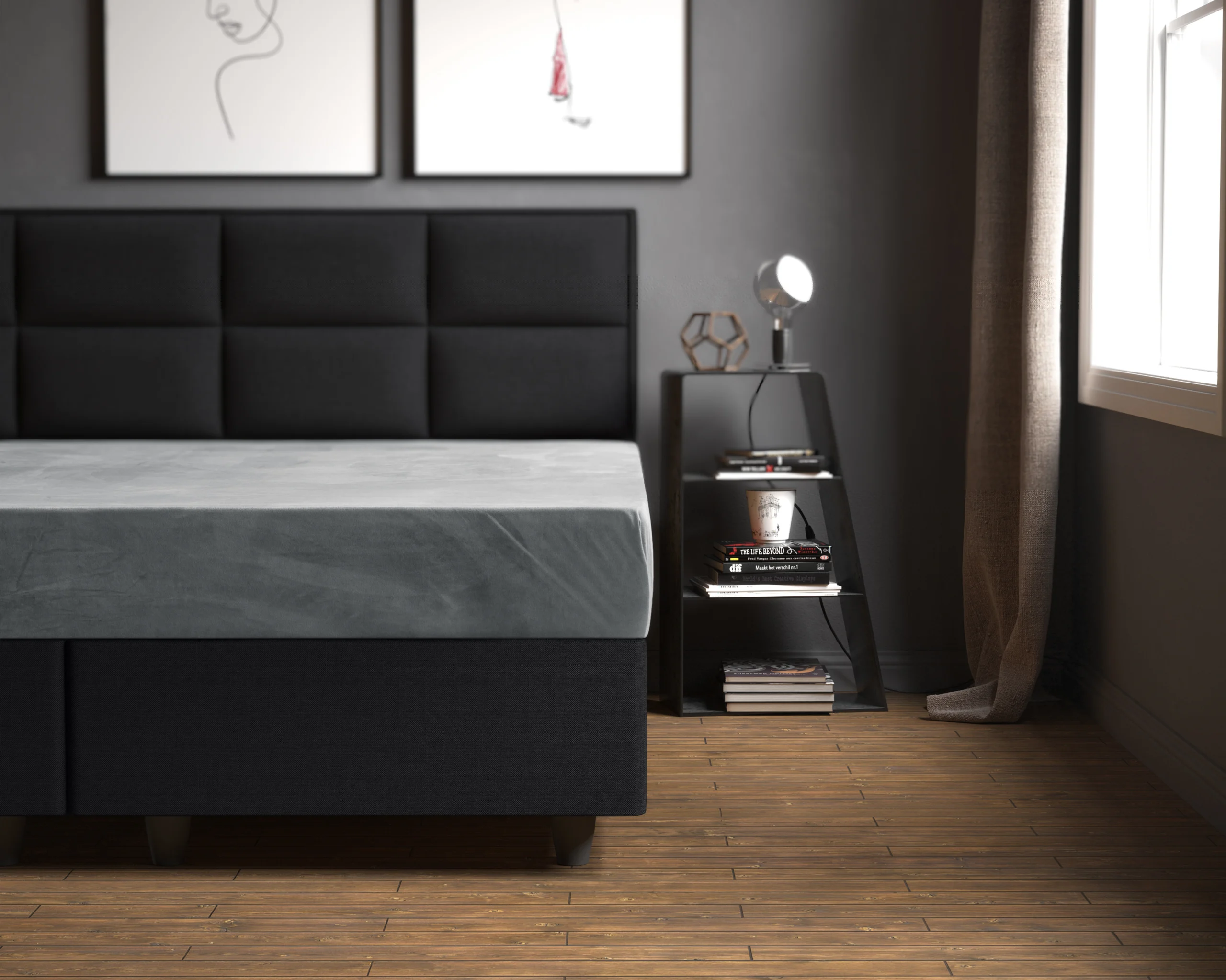 Sleeptime hoeslaken Grijs 160 x 200 cm - Grijs - 160 x 200 cm - 100% Velvet Polyester
