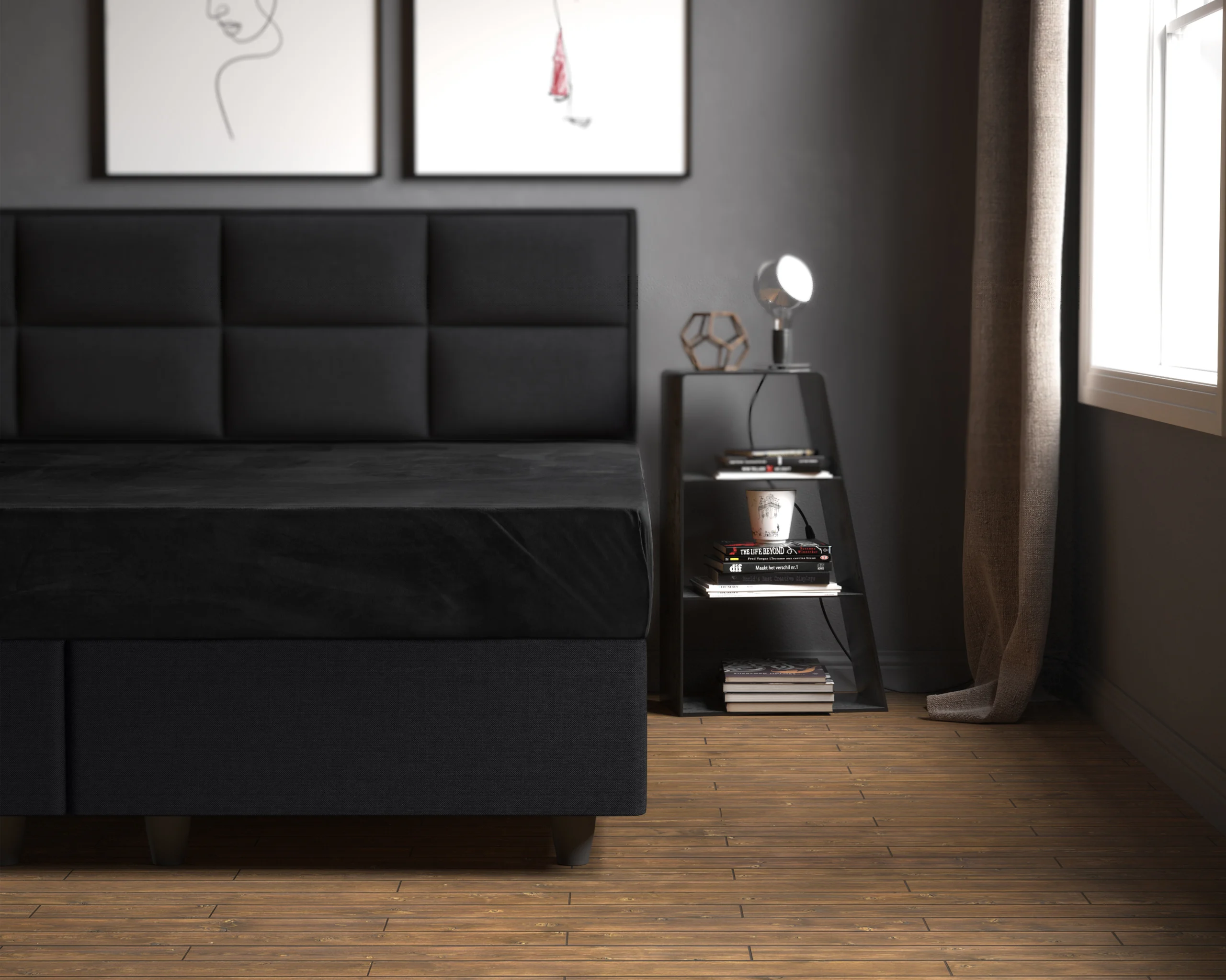 Sleeptime hoeslaken Zwart 180 x 200 cm - Zwart - 180 x 200 cm - 100% Velvet Polyester