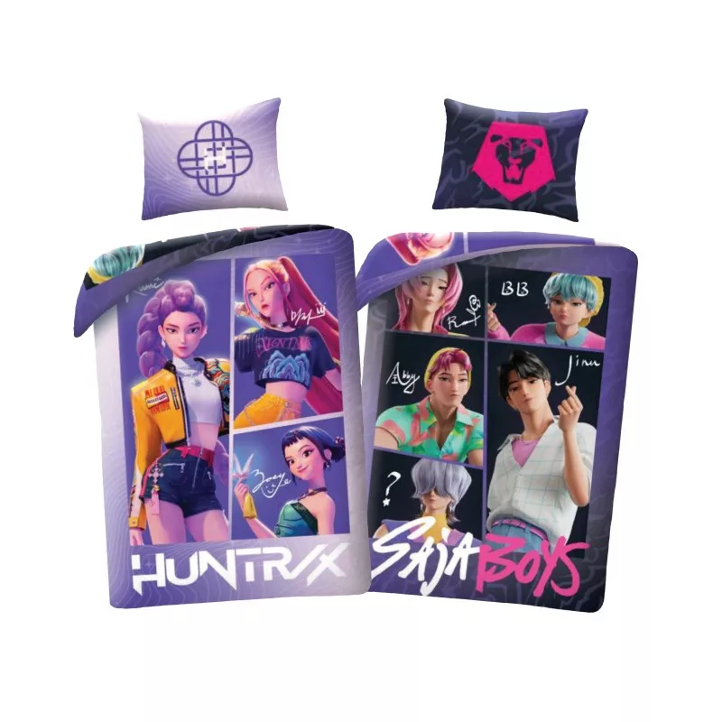 Demon Hunters dekbedovertrek Saja Boys 140 x 200 cm - Roze - 140 x 200 cm - 100% Polyester