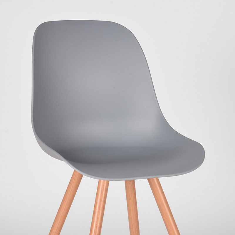 LABEL51 Eetkamerstoel Rimini - Grijs - PP - Naturel Houtlook Frame