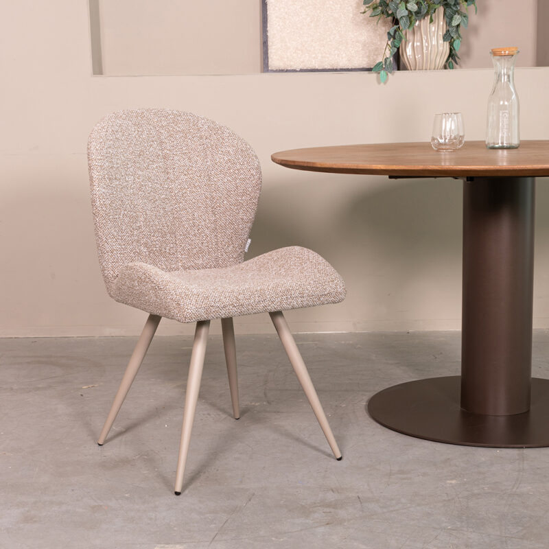 LABEL51 Eetkamerstoel Sil - Mushroom - Boucle - Taupe Metalen Frame