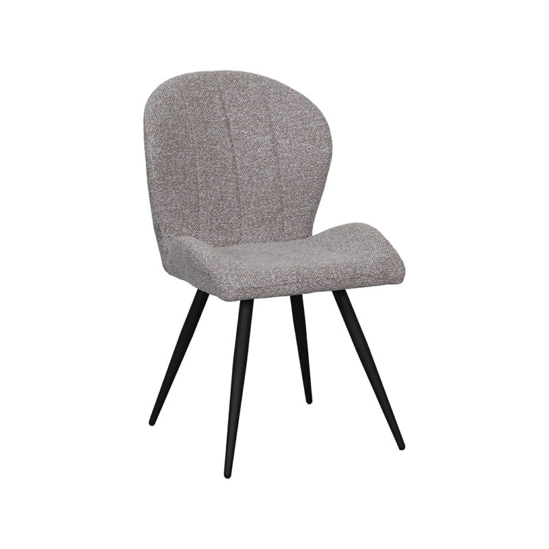 LABEL51 Eetkamerstoel Sil - Mushroom - Boucle - Zwart Metalen Frame
