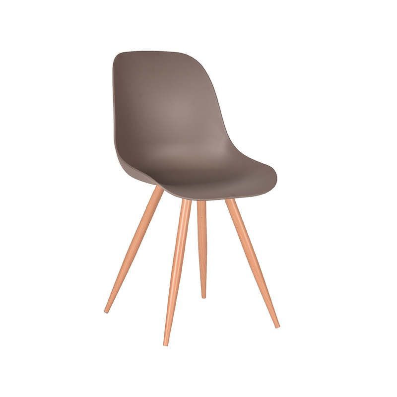 LABEL51 Eetkamerstoel Rimini - Coffee - PP - Naturel Houtlook Frame