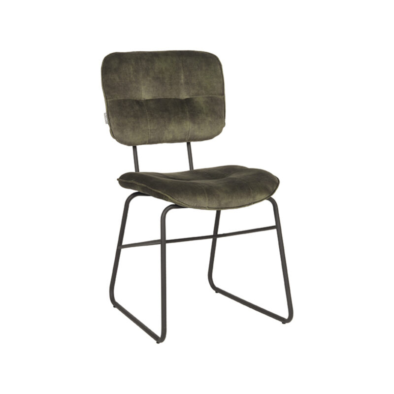 LABEL51 Eetkamerstoel Dez - Hunter - Velvet - Zwart Metalen Frame