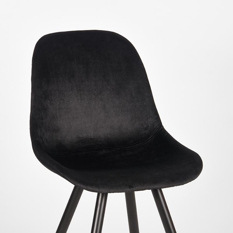 LABEL51 Eetkamerstoel Capri - Zwart - Velvet - Zwart Metalen Frame