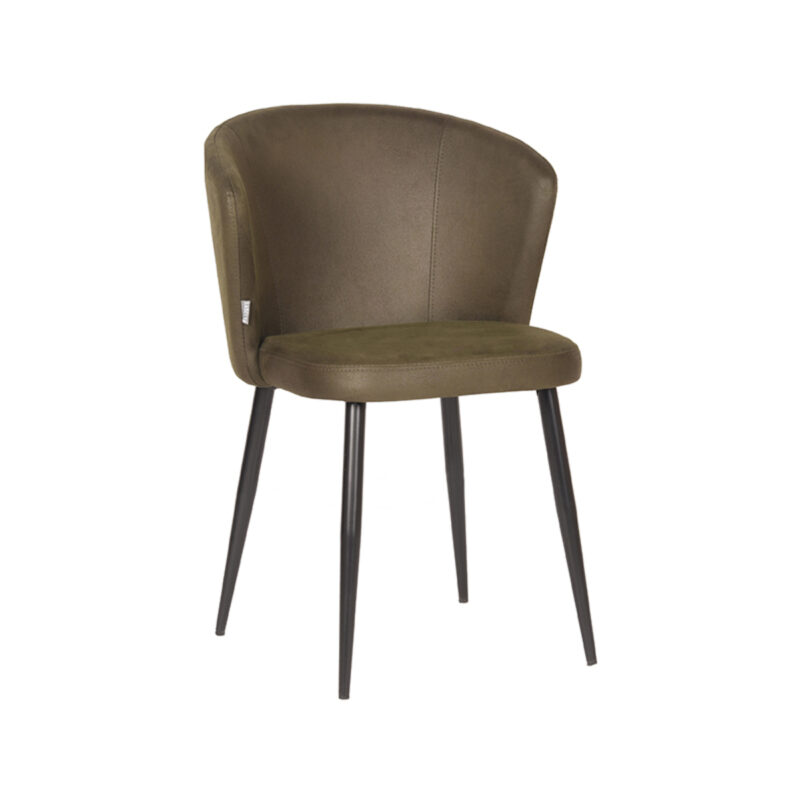LABEL51 Eetkamerstoel Wave - Army - Kunstleder - Zwart Metalen Frame