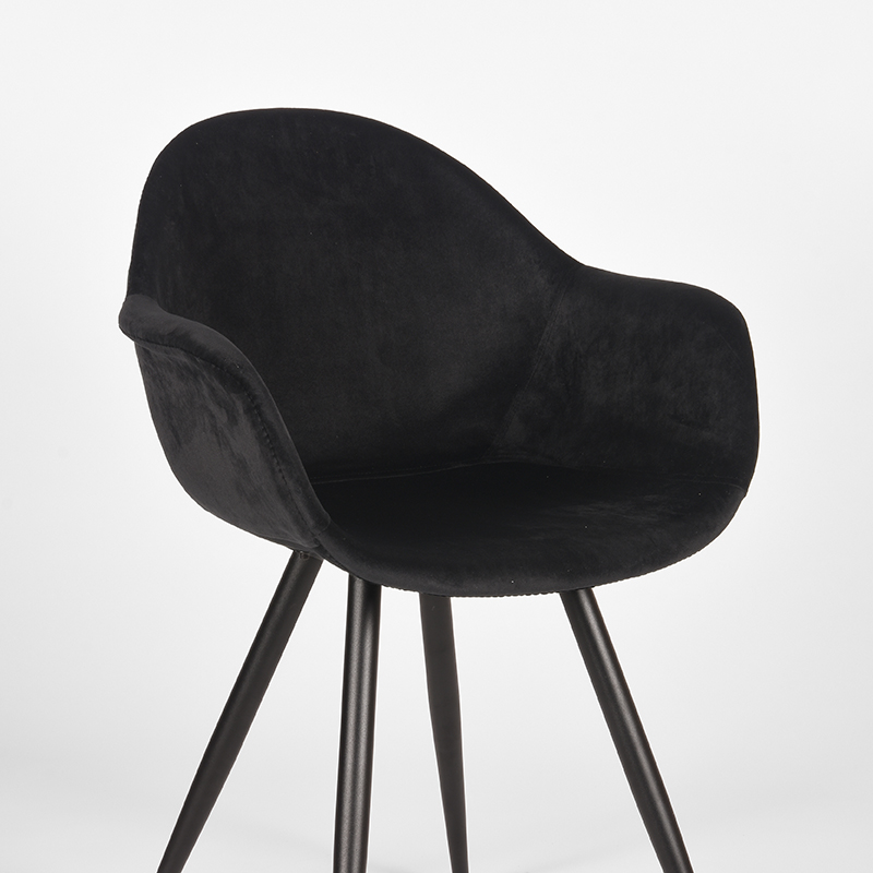 LABEL51 Eetkamerstoel Forli - Zwart - Velvet - Zwart Metalen Frame