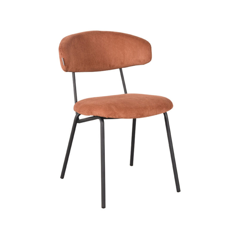 LABEL51 Eetkamerstoel Zack - Rust - Ribcord - Zwart Metalen Frame