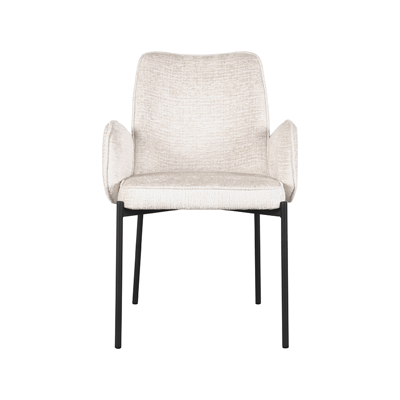LABEL51 Eetkamerstoel Joni - Creme - Chenille - Zwart Metalen Frame