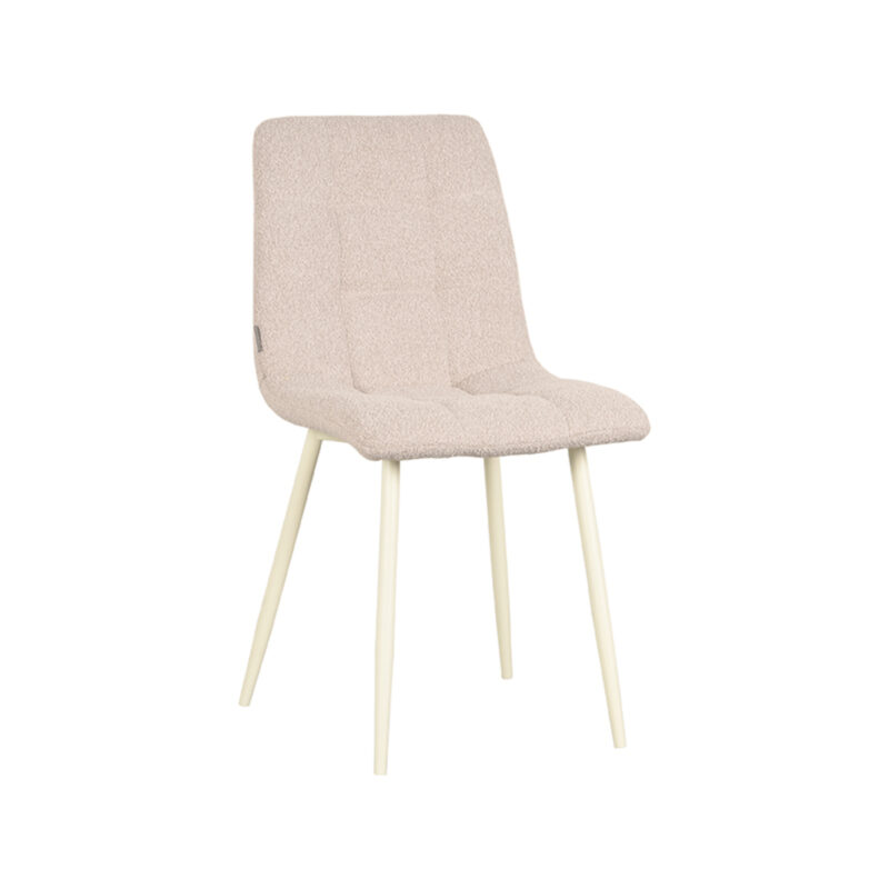 LABEL51 Eetkamerstoel Nino - Naturel - Boucle - Wit Metalen Frame
