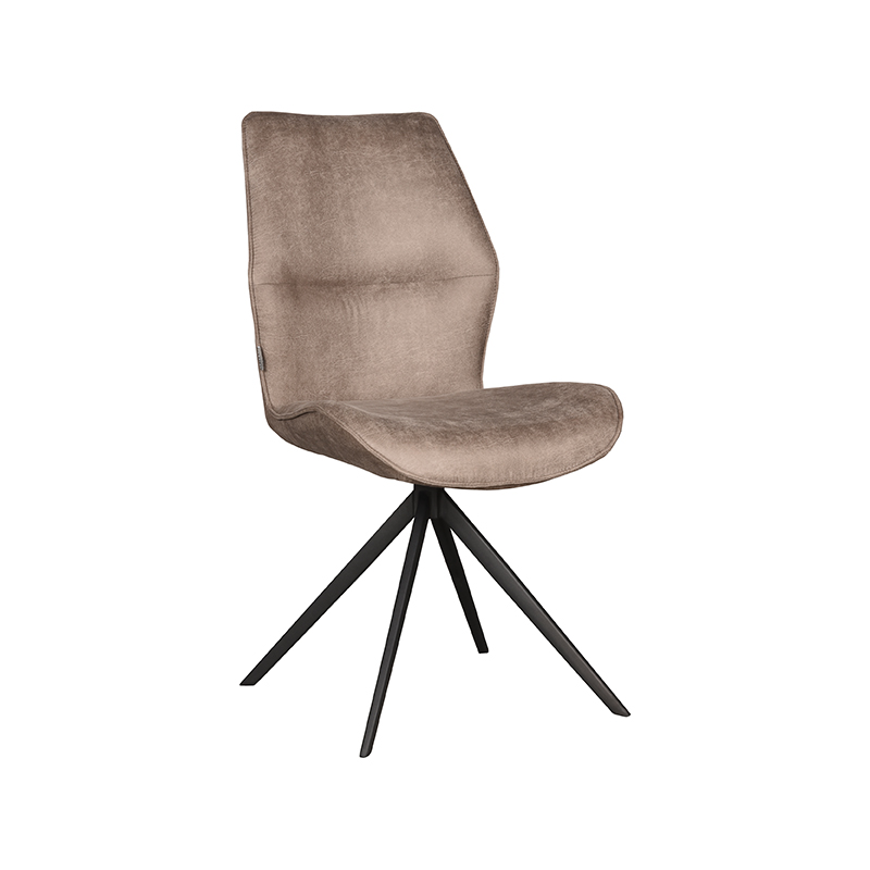 LABEL51 Eetkamerstoel Comfy - Taupe - Kunstleder - Zwart Metalen Frame