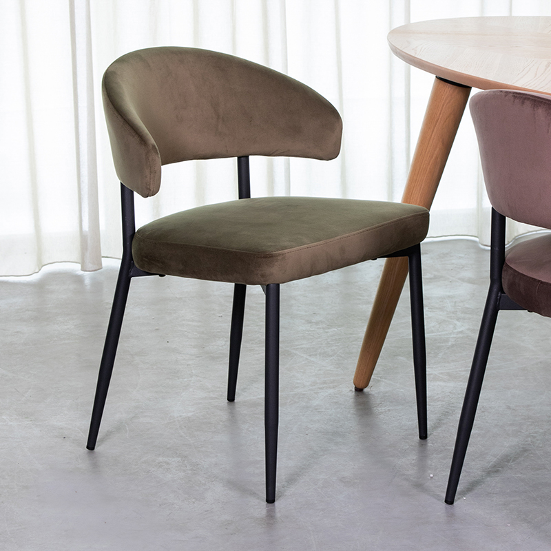 LABEL51 Eetkamerstoel Bliss - Hunter - Velvet - Zwart Metalen Frame