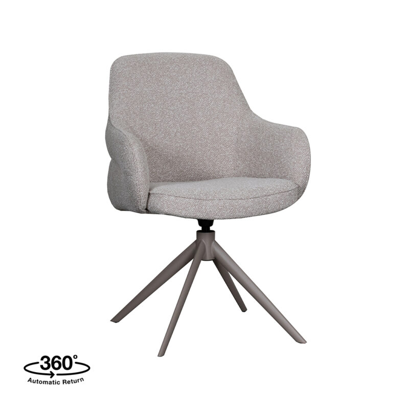 LABEL51 Eetkamerstoel Bern - Naturel - Boucle - Taupe Metalen Frame Bern, vooraanzicht
