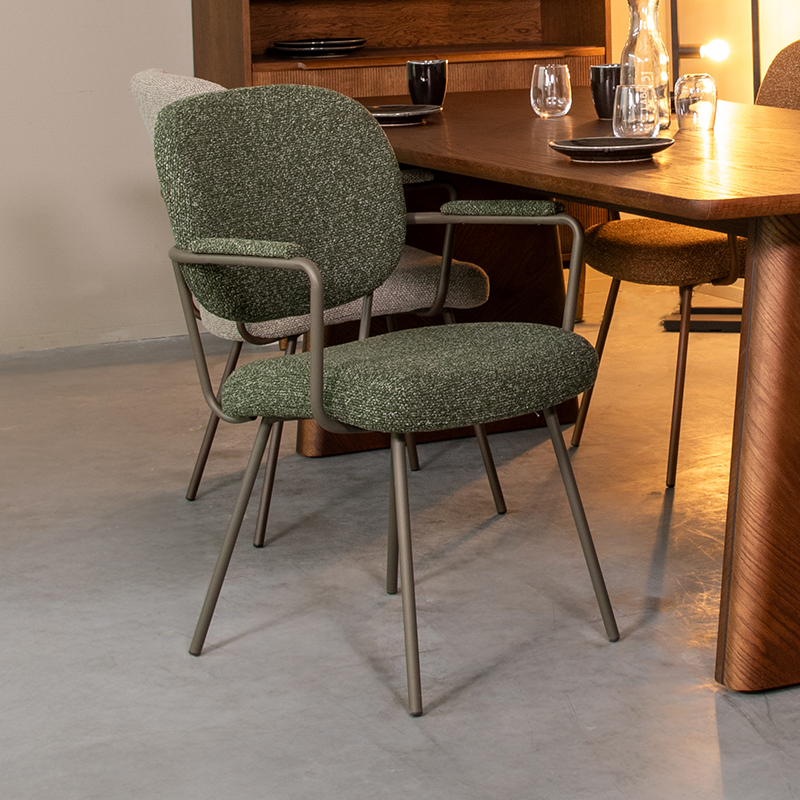 LABEL51 Eetkamerstoel Lausanne - Forest - Boucle - Forest Metalen Frame