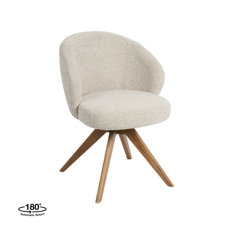LABEL51 Eetkamerstoel Sabi - Naturel - Boucle - Naturel Houten Frame