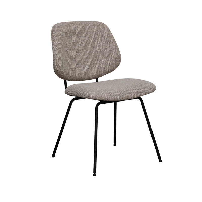 LABEL51 Eetkamerstoel Ravenna - Naturel - Boucle - Zwart Metalen Frame